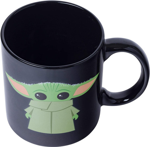 craft maniacs YODA MUGS BABY YODA 350 ML BLACK MUG Ceramic Coffee Mug