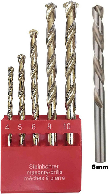 DUMDAAR Heavy duty 5pc Multi Size Masonry drill bit and 1pc 6mm HSS drill  bit (Pack of 2)