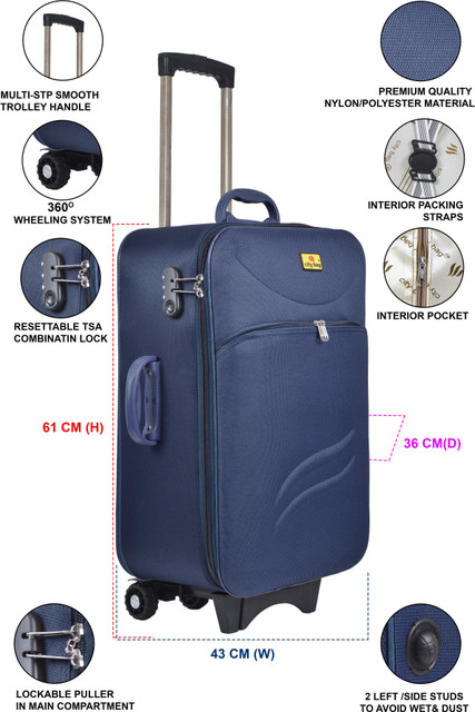 CITY BAG Medium Cabin Luggage bag (61cm)Travel bag Trolley Two Wheel And  Number Expandable Cabin Check-in Set Wheels 24 inch