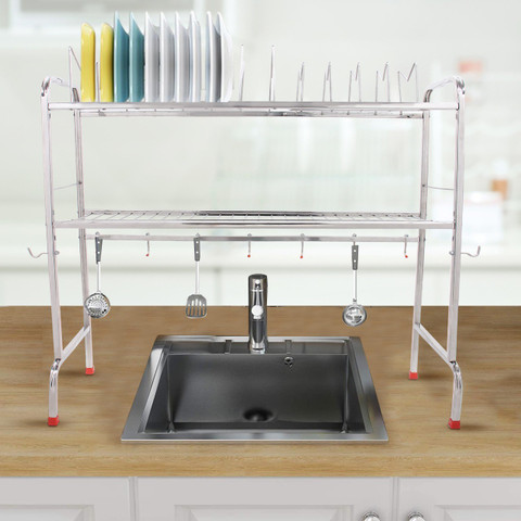 LIMETRO STEEL Dish Drainer Kitchen Rack Steel Over Sink Space