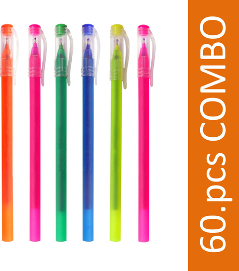 RERLY multipurpose simple pack of 60 blue colour use throw BALL PEN  SET with velvet rubber soft touch outer grip under combo kit for office 