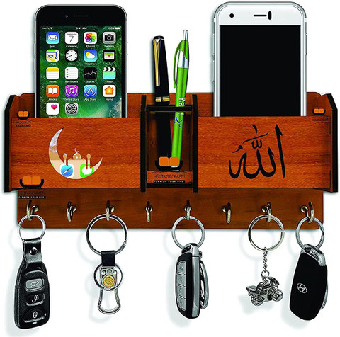 Dheeraj Creation Pocket Mobile Stand Holder for Wall Key Holder for  Wall Furniture for Home Wood Key Holder