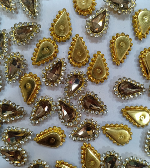 The Unique ® Drop Shape Beige Light LCT Colour Diamond Ring Glass Stone  (Rhinestone) Kundan Stones Sew or Pastable Beads For Embroidery, Craft, 