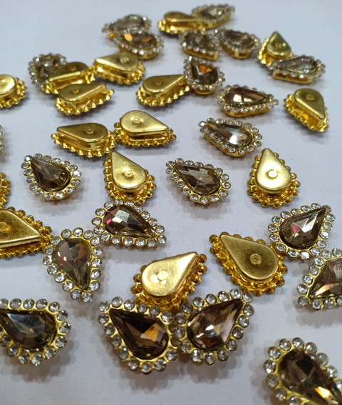 The Unique ® Drop Shape Beige Light LCT Colour Diamond Ring Glass Stone  (Rhinestone) Kundan Stones Sew or Pastable Beads For Embroidery, Craft, 