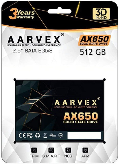 AARVEX AX650 512 GB Desktop, Laptop, Servers Black SATA III Internal ...