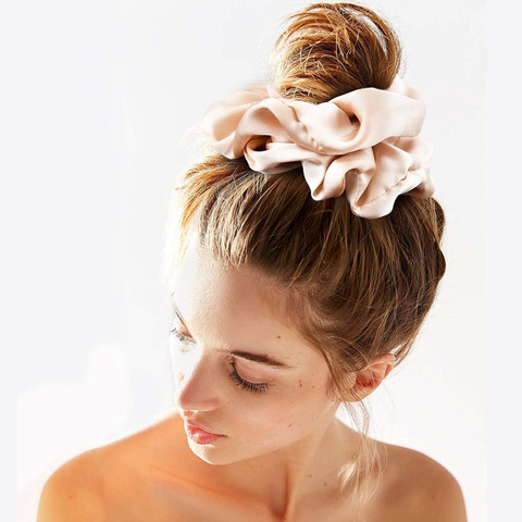 Fameza Real Silk Scrunchies for Women Large Scrunchie Satin