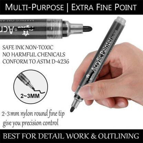 Paint Pens Best Fine Tip Markers For Drawing Levin BLACK Acrylic
