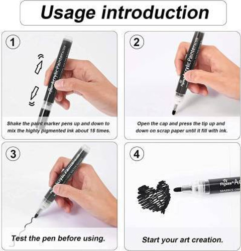Levin BLACK Acrylic Painter Marker Pens for Art