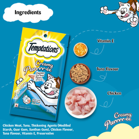 Temptations Creamy Purrrr-ee Chicken, Tuna Cat Treat Price in