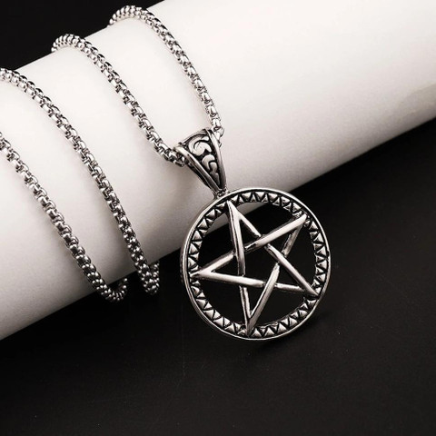 M Men Style Fashion Star Circle Pentagram Pendant Gift Pendant