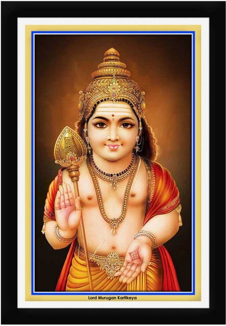 Braj Art Gallery Lord Murugan Kartikeya Painting Photo Frame Digital  Reprint inch x inch Painting