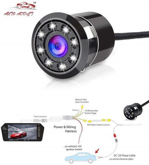 Single Led Reverse Camera AuTO ADDiCT Reverse Parking Camera Car Rear View(Waterproof,LED,Night ...
