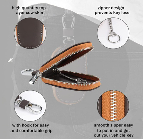 VOGARD Genuine Leather Car Remote Key Case Smart Protection Key Holder  for Car Key Key Chain