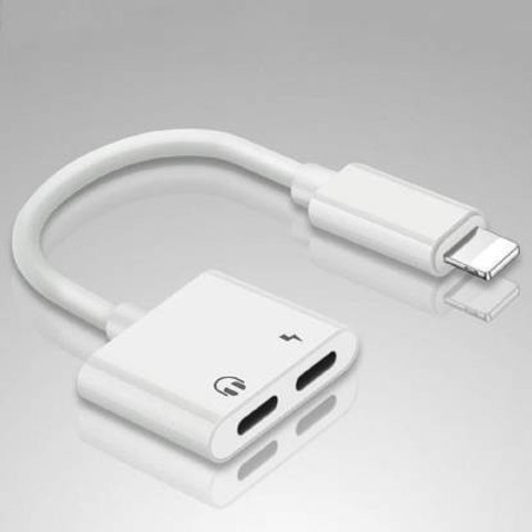 Headphone Adapter Splitter Lightning Dual Adapter My Machine White