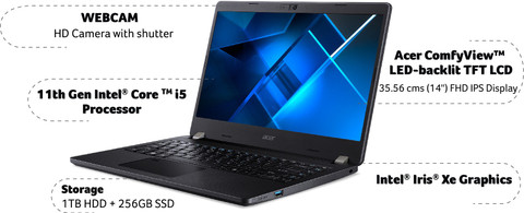 Acer Travelmate Intel Core i5 11th Gen 1135G7 (8 GB/1 TB HDD/256 GB  SSD/Windows 10 Home) TravelMate P214-53 Notebook