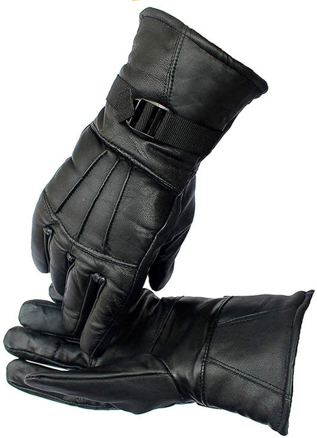 SIYAA Men's and Women's Leather with Warm Inner Fur/Bike Riding Gloves Pack  of 1, Black Riding Gloves - Main Image