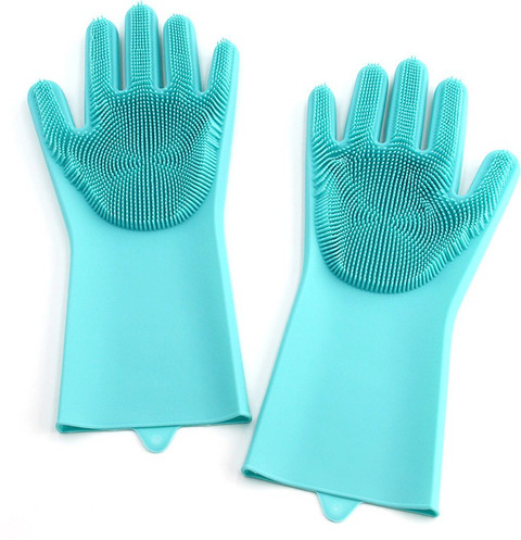 Qozent Hand Gloves For Kitchen Dish Washing Combo- Reusable Rubber Silicon  Household Safety Wash Scrubber Heat Resistant Kitchen Gloves for Dish