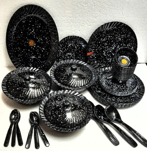 Radhe Crockery Pack of 40 Melamin Black Marvel Dinner Set Price in