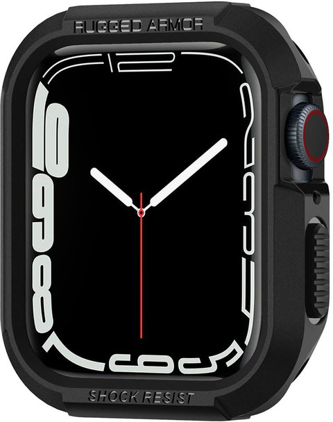 Spigen Rugged Armor Cover Case for Apple Watch Series 9/8/7 (45mm) Series  SE2/6/SE/5/4 (44mm) Black