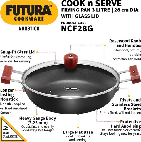 Hawkins Futura Cook n Serve Frying with Glass (NCF26G) Fry Pan 28