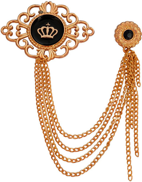 M Men Style Men's King Crown Lapel Pin Badge Hanging Chains Collar