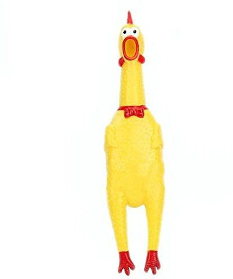 DogTrust Dog Trust Pet Dog's Rubber Screaming Chicken Squeaker Chew  Toy-Large (Yellow) Duck Dog Chew