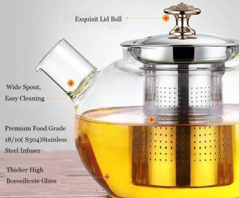 Electric Kettle Green Tea Glass Kettle IndusBay 1000 ML Stovetop