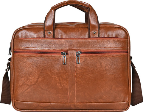 Pramadda Pure Luxury Tan Messenger Bag TopGrain Faux Leather - Main Image