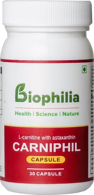 l carnitine and astaxanthin Biophilia CARNIPHIL (L-Carnitine with Astaxanthin) 30 capsules pack of 1  Price in India