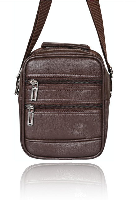 Pramadda Pure Luxury Brown Messenger Bag TopGrain Leather Sling