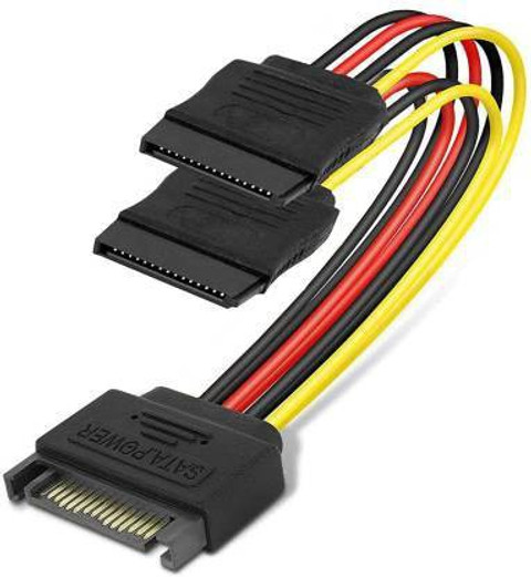 InLine SATA Power Y Cable - Female To 2x Male With Safety Flap, 0.3m For Hard Drives