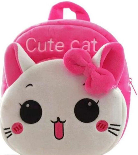 SPIRITED Kids School Cute Cat Fabric Cartoons Soft Plush Bag for