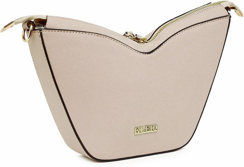 KLEIO Beige Hand-held Bag Structured V-Shaped Double Zipper