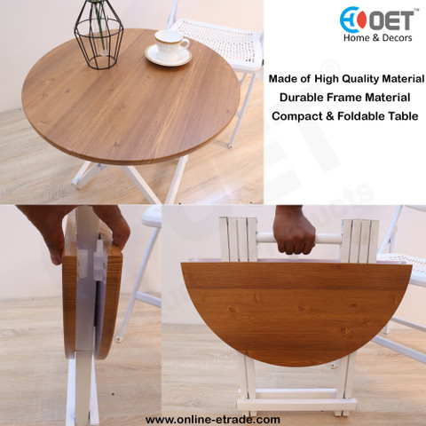 OET European Standard Foldable Round Wooden Folding Table/Side
