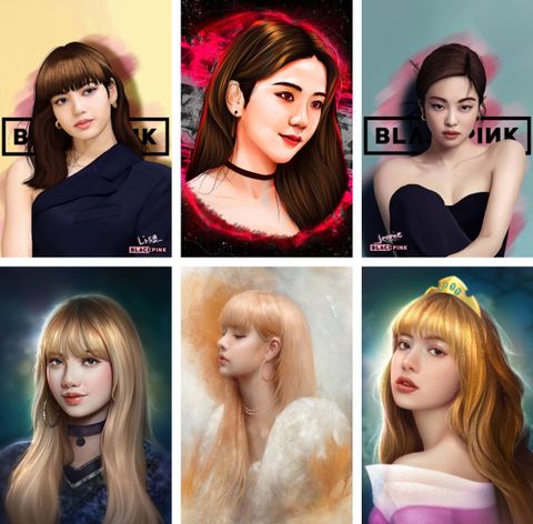 Pack of 17 Blackpink Fan-art Photo cards collection, HD+ Quality