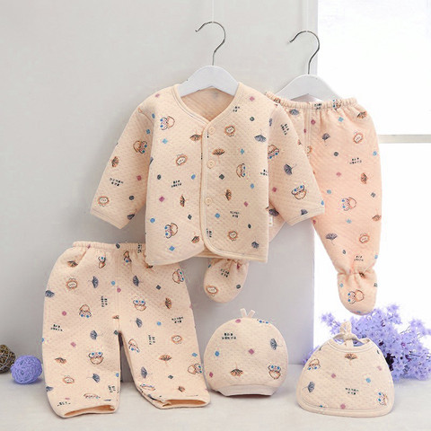 BABY LOOKS New Born Baby Winter Clothes 5Pcs Sets Cotton Baby Boys