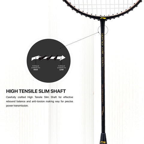 LI-NING Wind Lite Stealth- Gold(77gms) Black, Gold Unstrung LI-NING Wind Lite Stealth- Gold(77gms) Black, Gold Unstrung