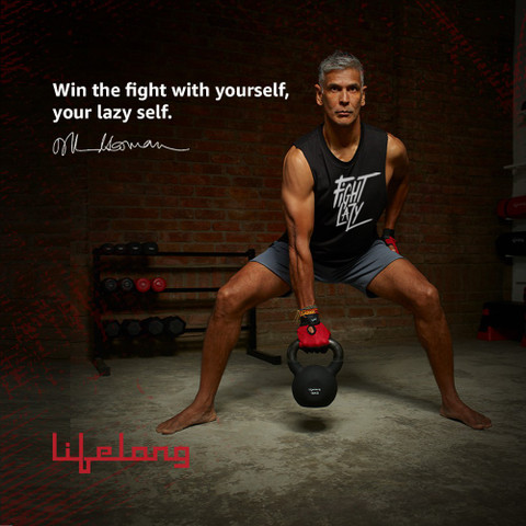 Lifelong Neoprene Cast Iron kettlebell Gym and workout Black Color 16kg