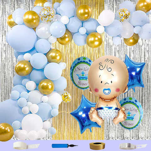 Shopperskart Baby Shower/Welcome/New Born Baby Boy Shape Foil  Balloon/Combo/Kit Pack For Party Decorations