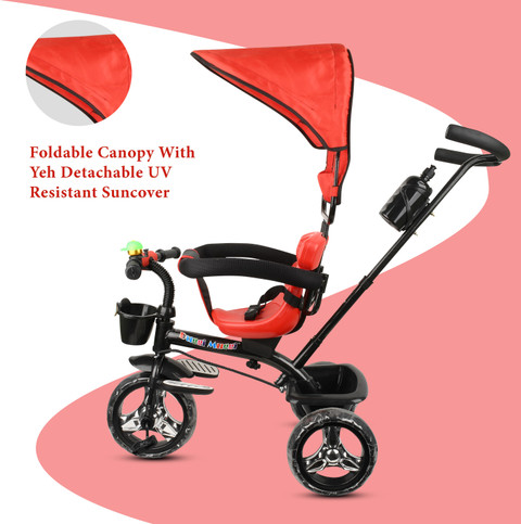 NEXOVA Sportz Tricycle for Kids of to Years with Sun Protect Canopy,  Rubber Wheels Parental Control Handle Tricycle