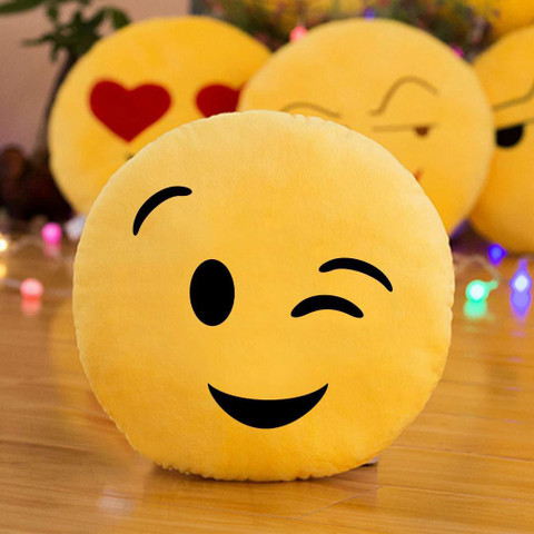 kioni Emoji Plush Smiley Pillow Cushion, Sleeping Face, 14 x 14