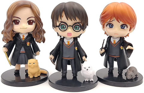 ハリー・ポッター フィギュアセット Ron Harry Hermione AweStuffs Harry Potter and Friends (Set of 3) with their Pets