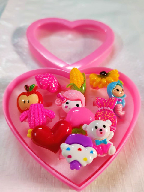 DIVINE 12 plastic kid finger rings for Baby Girls, Girls with a