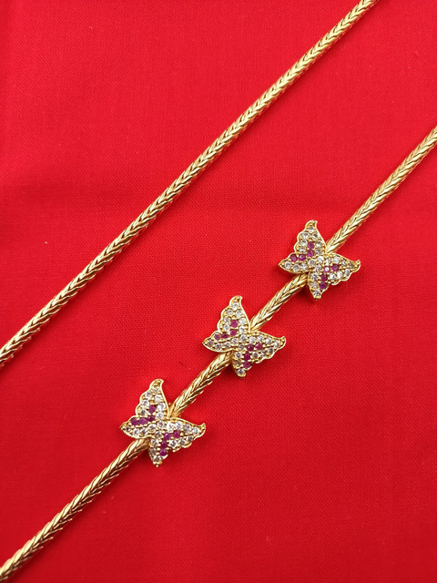 PBM CREATIONS Butterfly Gold Covering Mop/Mugappu/Mogappu Saradu