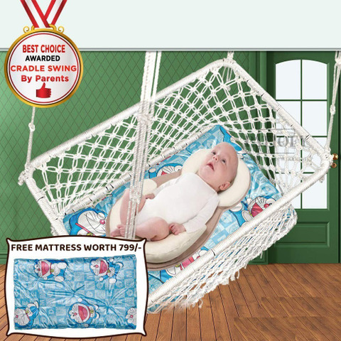 Miss Chief Premium Baby Cradle Swing with Mattress/Baby Cradle for to  Years/Baby Swing