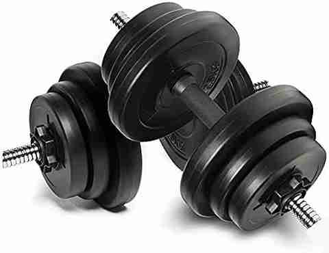 LCARNO Home Gym Set, Rubber Dumbbell Set, Rubber Dumbbell Plates (3KG X  4PCS) Adjustable Dumbbell