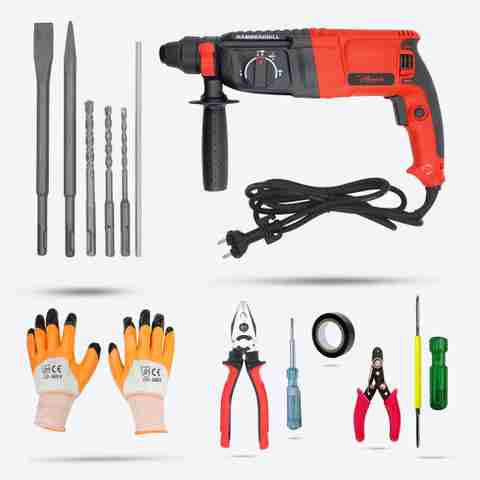 Hillgrove HGCM31M2 1200W-26mm Hammer Drill Machine with 5Pcs Hand Tool Kit, SDS Plus Drill Power & Hand Tool Kit (7 Tools) - Image 3