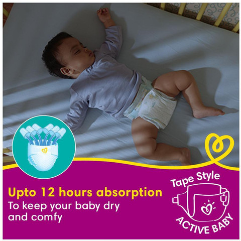 Pampers Active Baby Taped Diapers, Large size diapers, (LG) 50