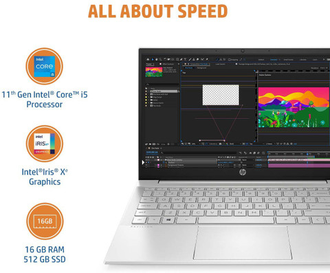 HP Pavilion Intel Core i5 11th Gen 1155G7 (16 GB/512 GB SSD/Windows 11  Home) 14-dv1001TU Thin and Light Laptop