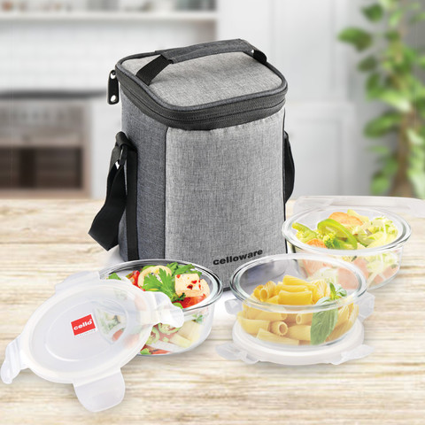 cello Delighta Round Borosilicate Lunch Box with